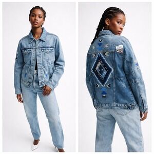 NWT BlankNYC x Free People Pub Crawl Jacket S Western Embroidered Patchwork Boho